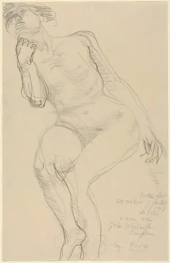 Seated Female Nude Leaning to the Left, by Auguste Rodin