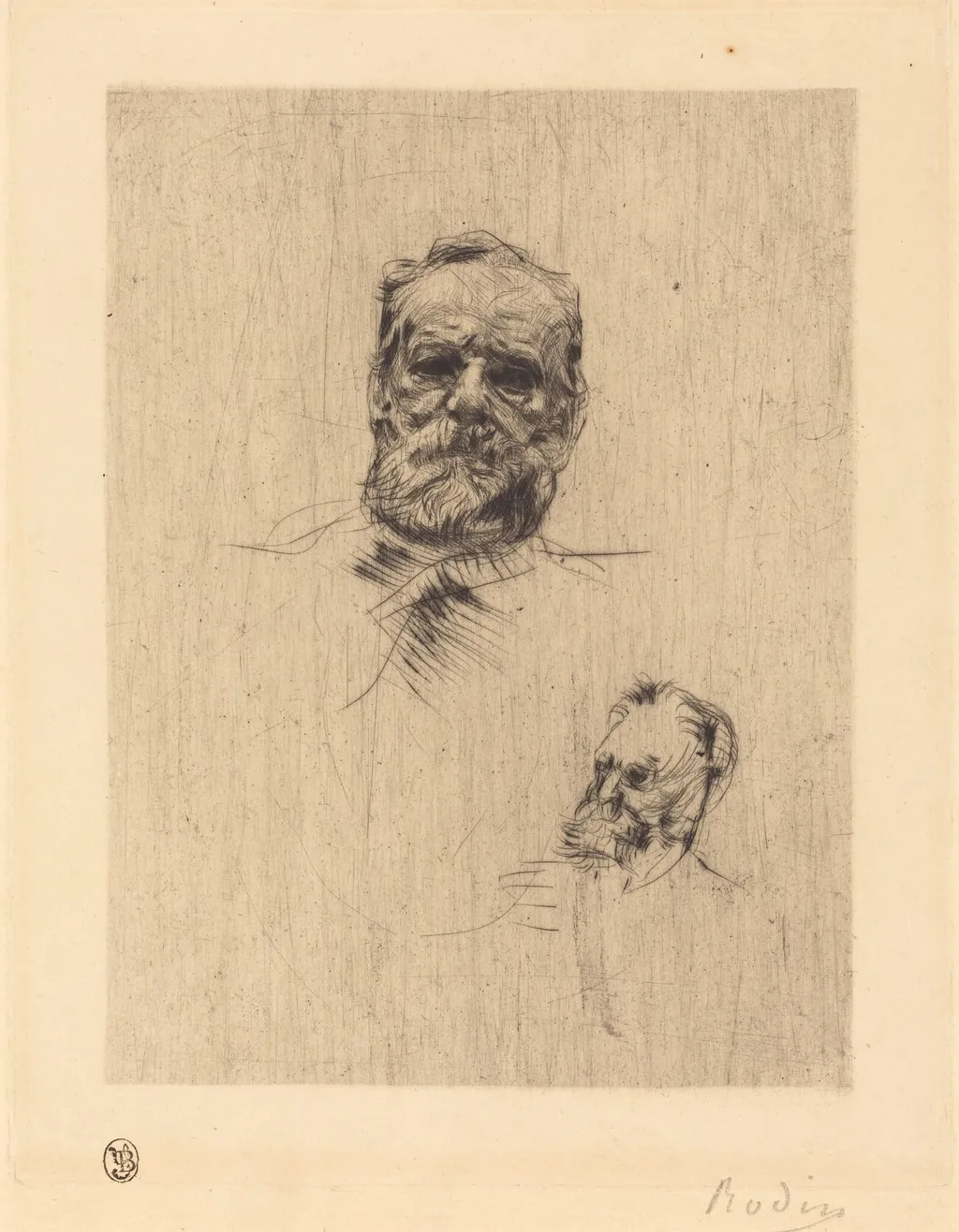 Victor Hugo, De Face, by Auguste Rodin, ink, 1886