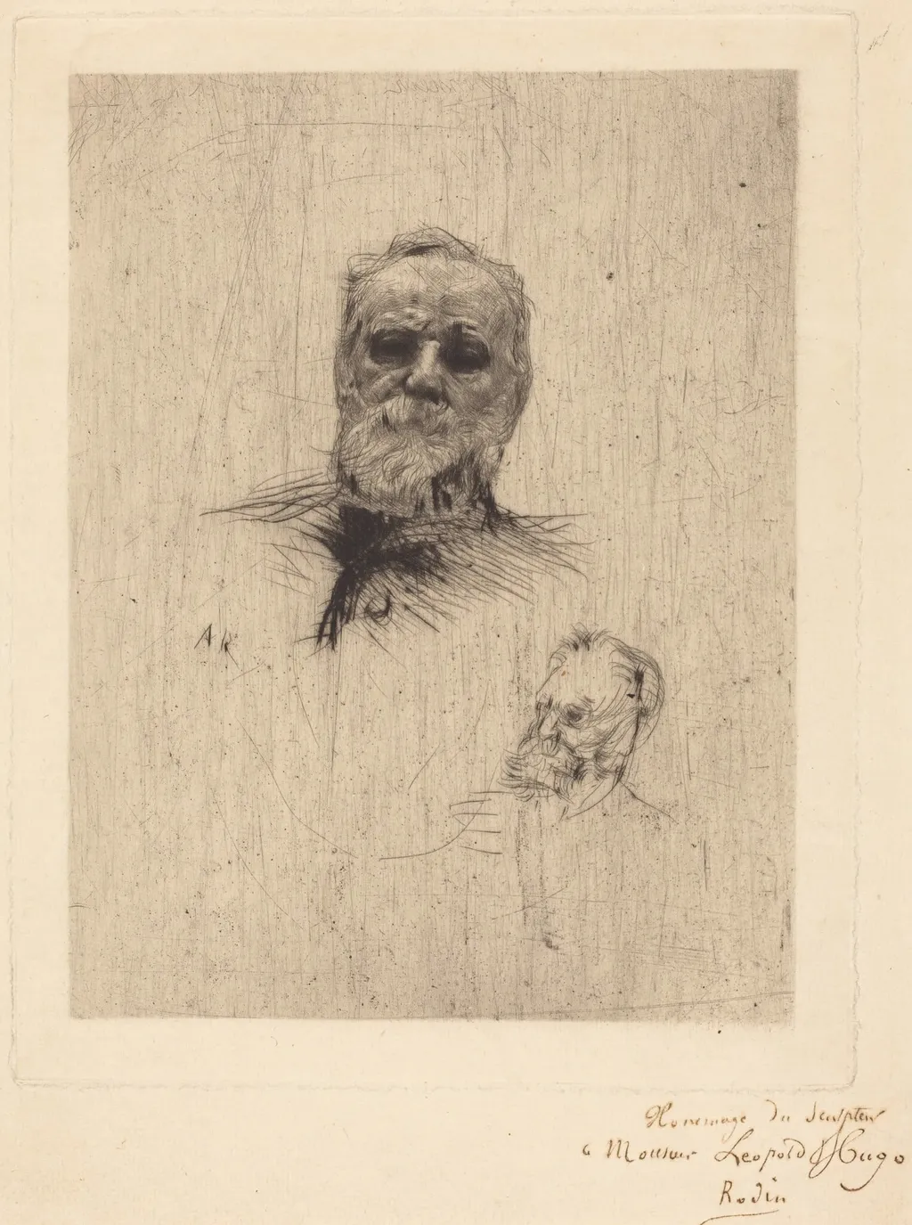 Victor Hugo, De Face, by Auguste Rodin, ink, 1886