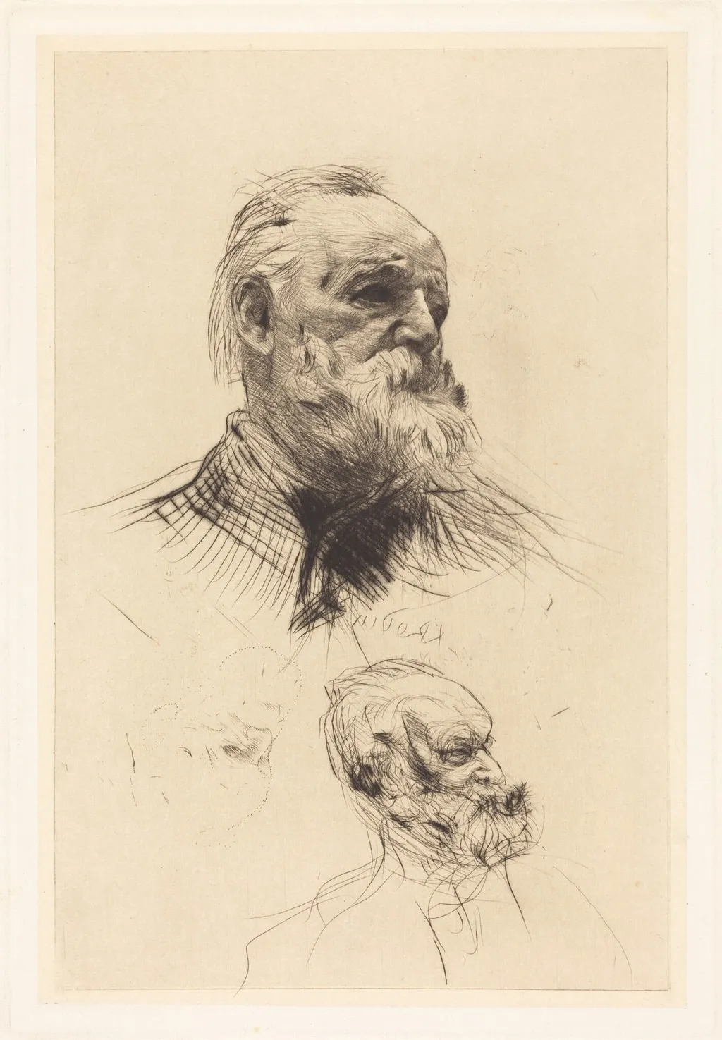 Victor Hugo, De Trois Quarts, by Auguste Rodin, ink, 1884