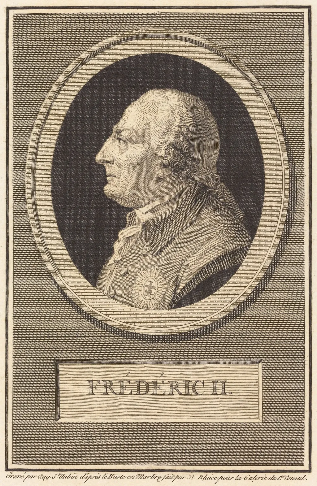 Frederick II, by Augustin de Saint-Aubin, ink, 1803