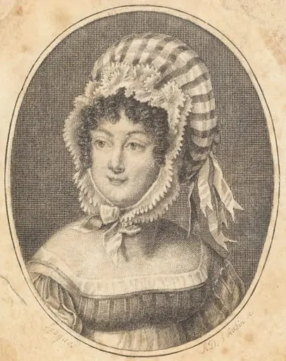 Head of a Woman Wearing a Striped Bonnet, by Augustin de Saint-Aubin