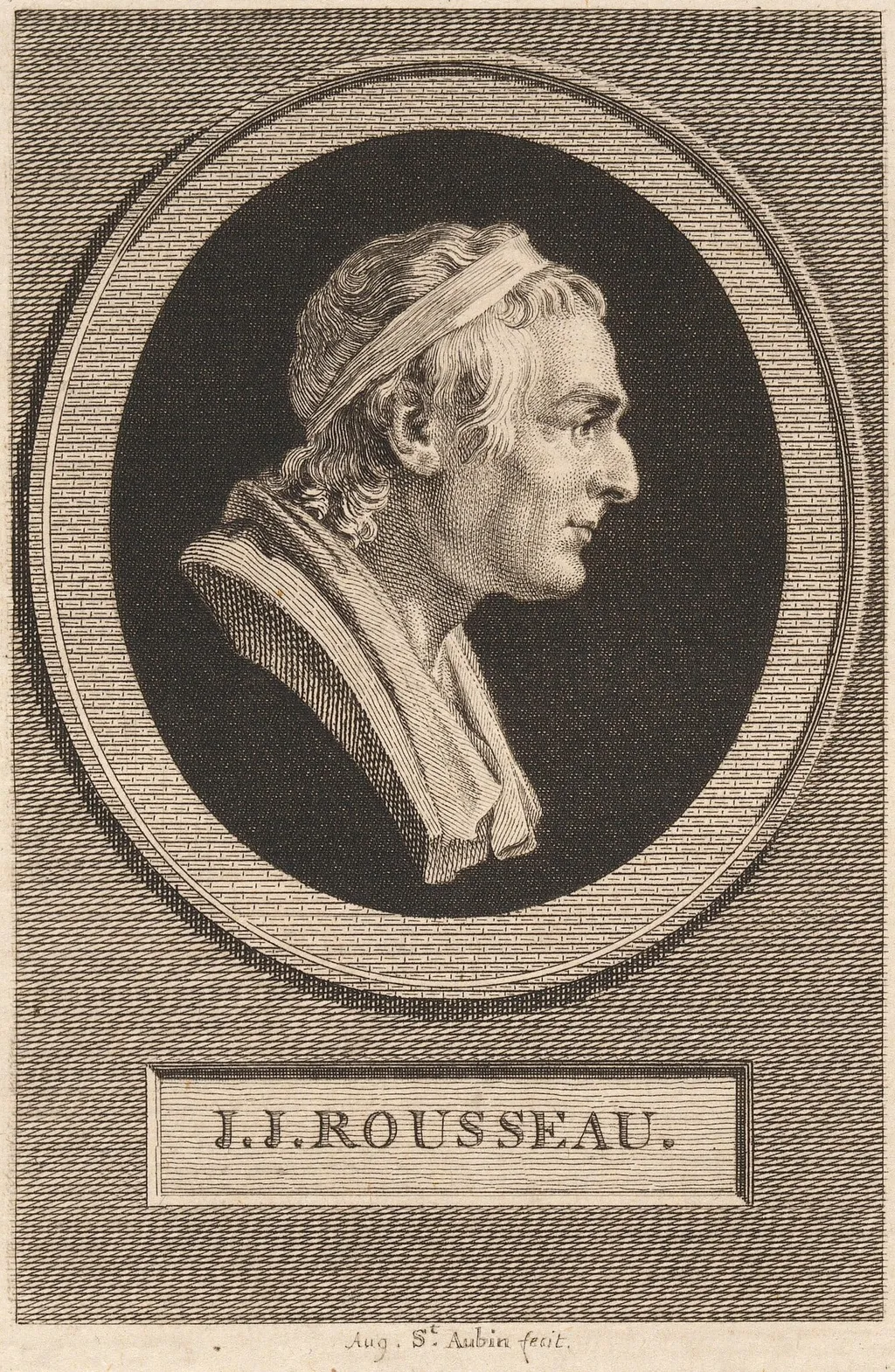 Jean-Jacques Rousseau, by Augustin de Saint-Aubin, ink, 1801