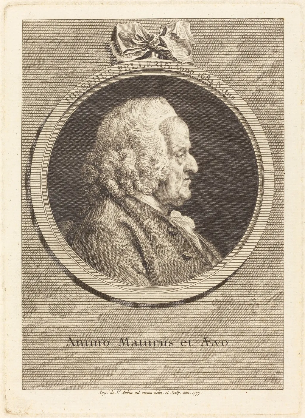 Joseph Pellerin, by Augustin de Saint-Aubin, ink, 1777