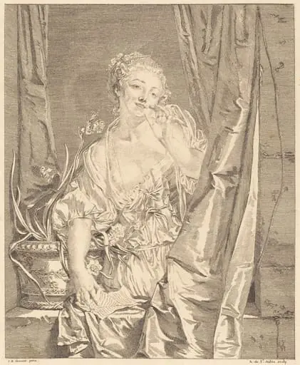 Le baiser envoyé, by Augustin de Saint-Aubin