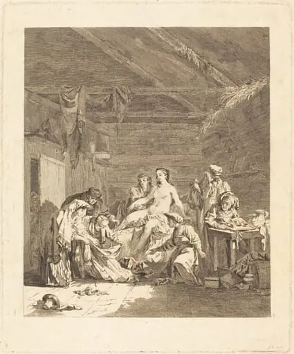 Le lever de la mariée russe (Custom of the Russians after the Marriage Ceremony and before the Wedding Feast), by Augustin de Saint-Aubin