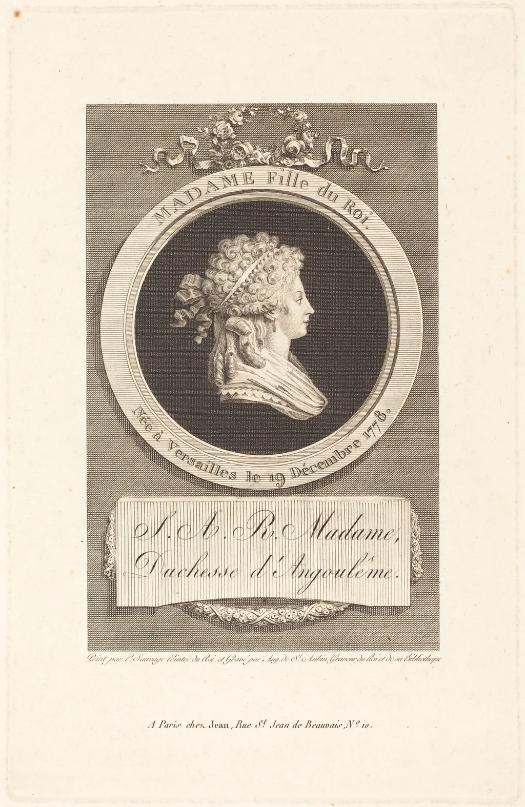 Marie-Thérèse-Charlotte, Duchess of Angoulême, by Augustin de Saint-Aubin, ink, 1791