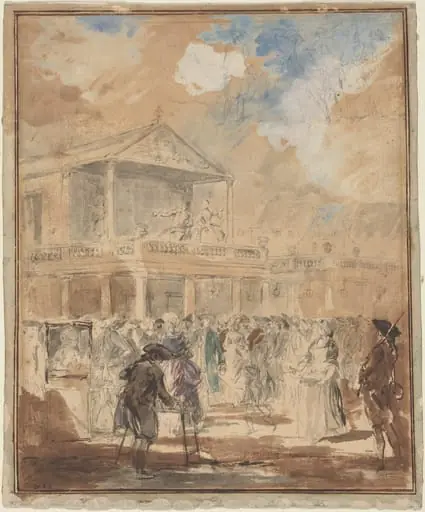 Parade (A Theatrical Procession in Paris), by Augustin de Saint-Aubin