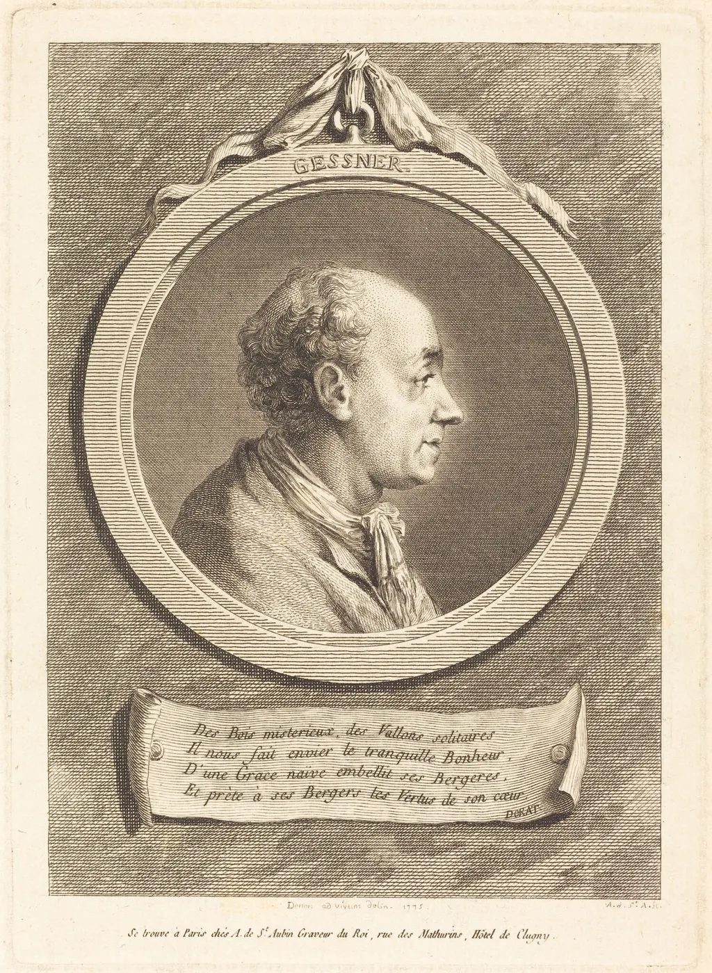 Salomon Gessner, by Augustin de Saint-Aubin, ink, 1775