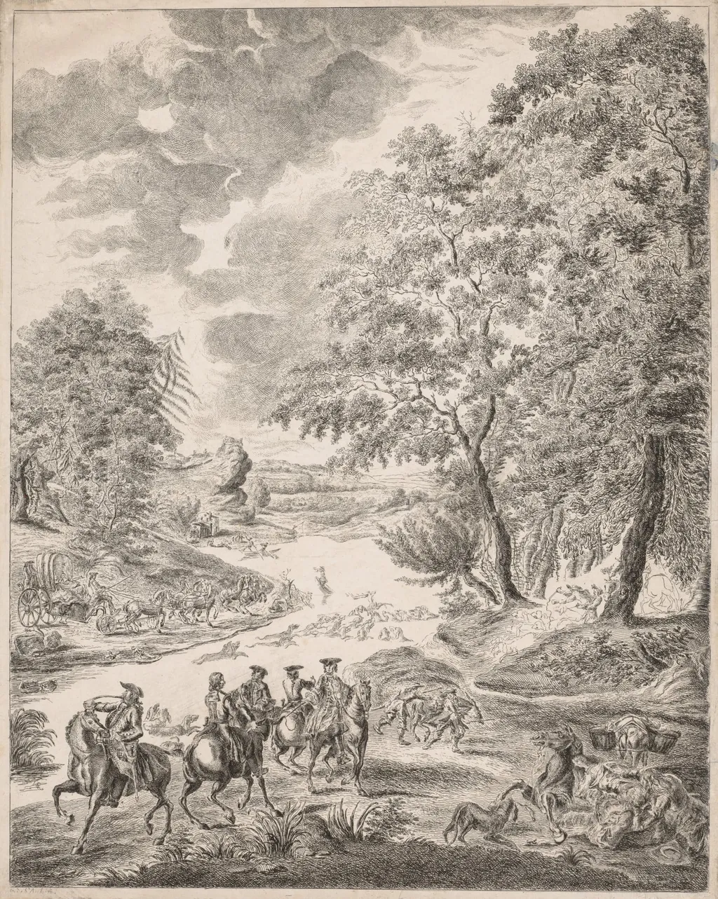 The Deer Hunt, by Augustin de Saint-Aubin, 1780