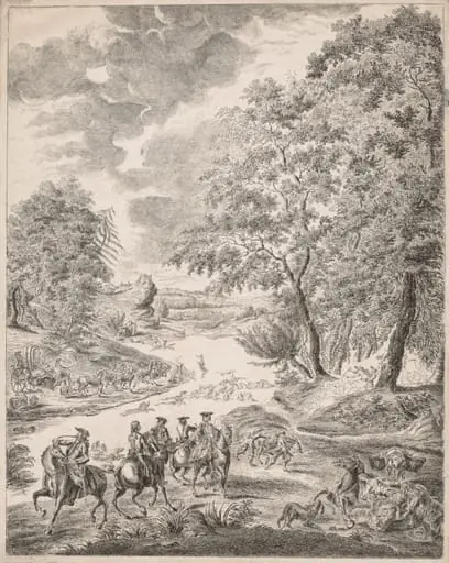 The Deer Hunt, by Augustin de Saint-Aubin