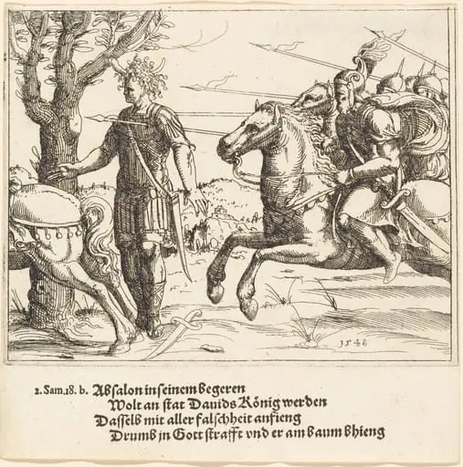 Absalom Slain by Joab, by Augustin Hirschvogel