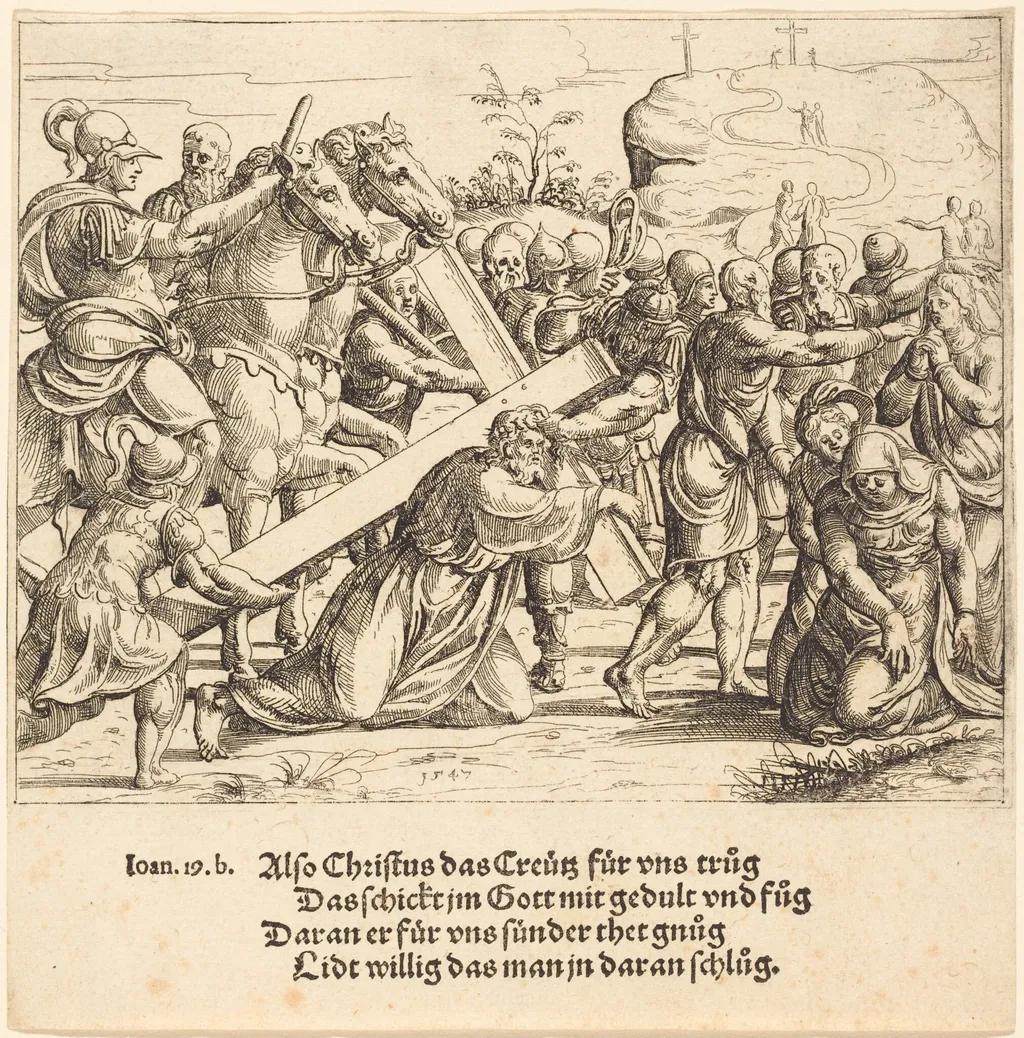Christ Carrying the Cross, by Augustin Hirschvogel, ink, 1547