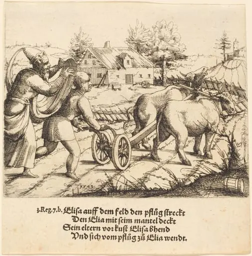 Elijah Anoints Elisha, by Augustin Hirschvogel