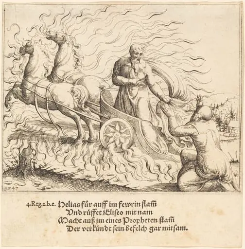 Elijah is Taken up to Heaven, by Augustin Hirschvogel