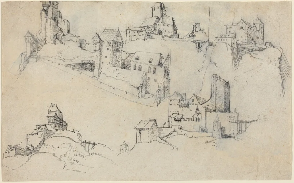 Hilltop Castles, by Augustin Hirschvogel, ink, 1546