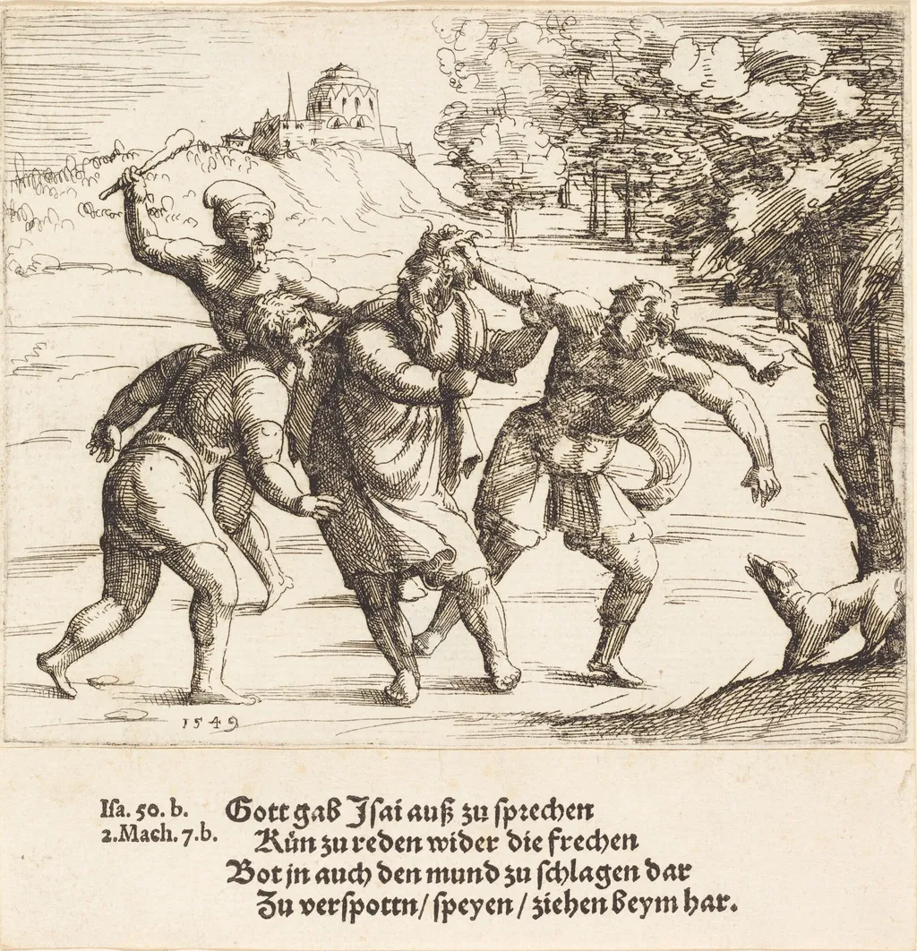 Isaiah Accepts Mockery because of His Faith, by Augustin Hirschvogel, ink, 1549