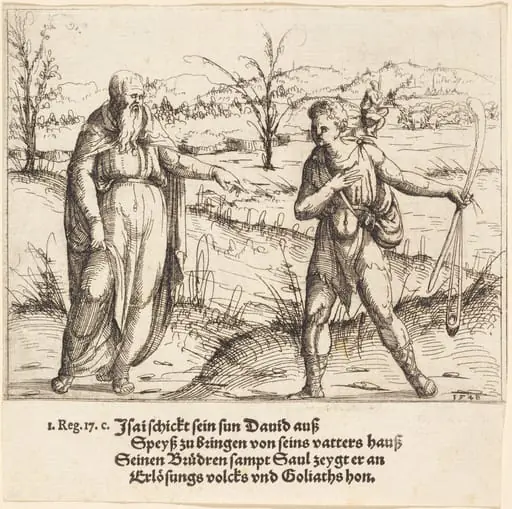Jesse Sends David to His Brothers and Saul, by Augustin Hirschvogel
