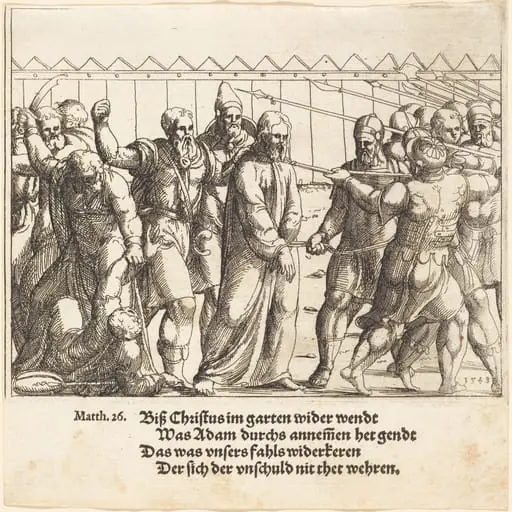 Jesus Being Led to Caiaphas, by Augustin Hirschvogel