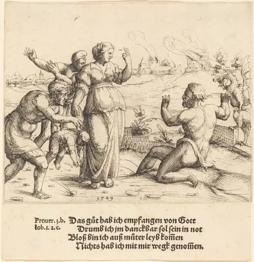 Job Learns of His Misfortunes, by Augustin Hirschvogel