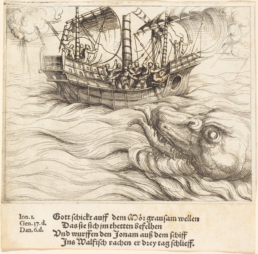 Jonah in the Whale, by Augustin Hirschvogel, ink, 1528