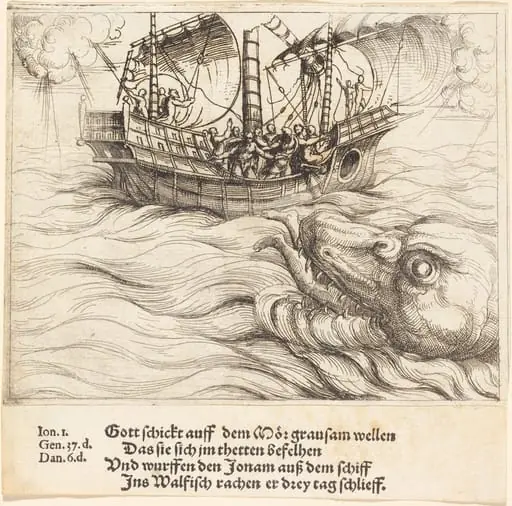 Jonah in the Whale, by Augustin Hirschvogel