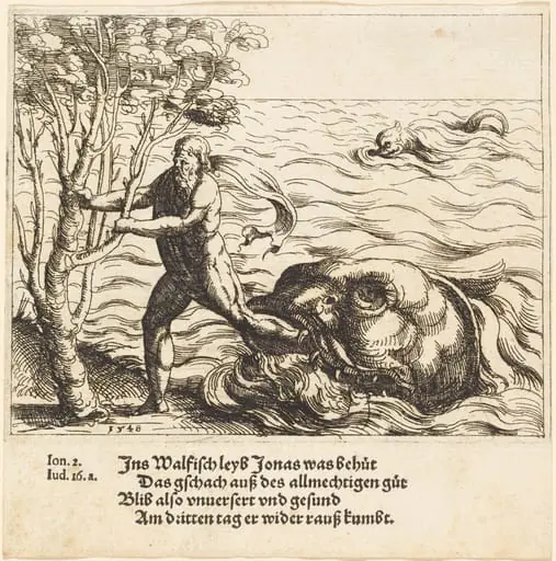 Jonah is Delivered from the Whale, by Augustin Hirschvogel