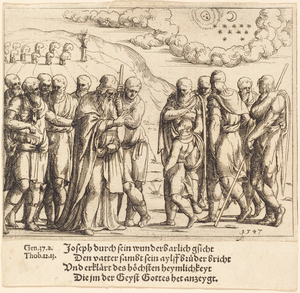 Joseph Recounts His Dreams, by Augustin Hirschvogel, ink, 1547