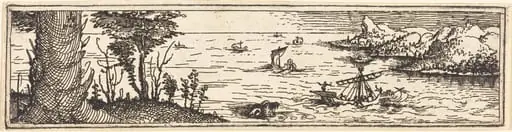 Landscape with a Lake and Sailing-Vessels, by Augustin Hirschvogel