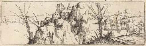 Landscape with a Lake [top plate], by Augustin Hirschvogel
