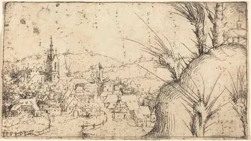 Landscape with a Town at Left, by Augustin Hirschvogel