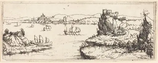 Landscape with Sail Boats, by Augustin Hirschvogel