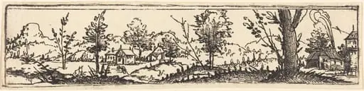 Landscape with Six Single Trees and Three Small Farm-Houses, by Augustin Hirschvogel