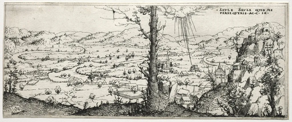 Landscape with the conversion of saulus, by Augustin Hirschvogel, 1545