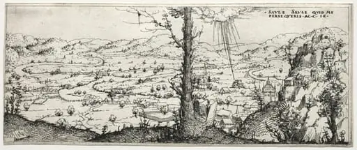 Landscape with the conversion of saulus, by Augustin Hirschvogel