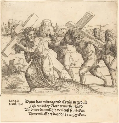 Man Carries the Cross after Christ, by Augustin Hirschvogel