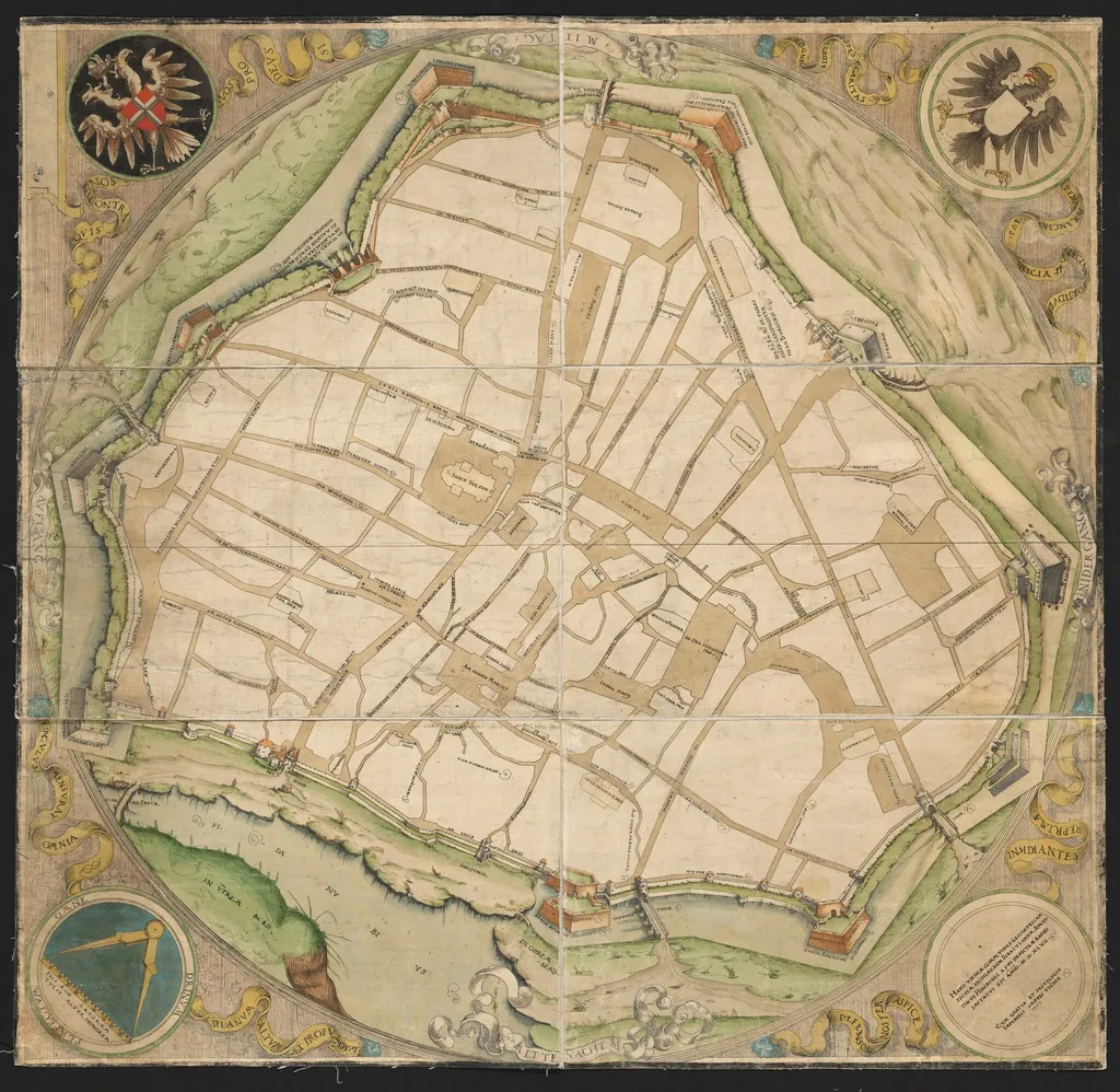 Map of Vienna, by Augustin Hirschvogel, ink, 1552