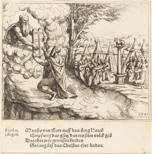 Moses Receiving the Tablets, by Augustin Hirschvogel