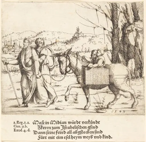 Moses Returns to Egypt from Midian, by Augustin Hirschvogel