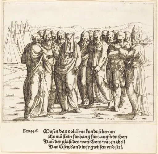 Moses Speaks to the Children of Israel, by Augustin Hirschvogel