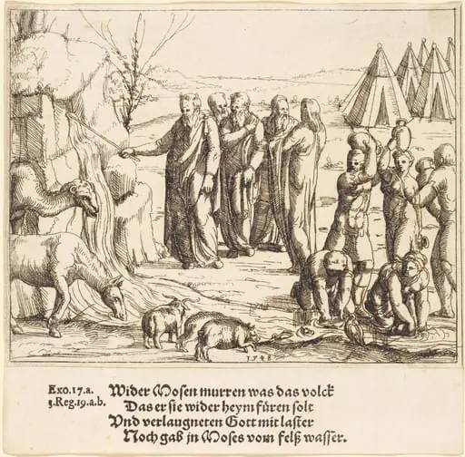 Moses Striking the Rock, by Augustin Hirschvogel