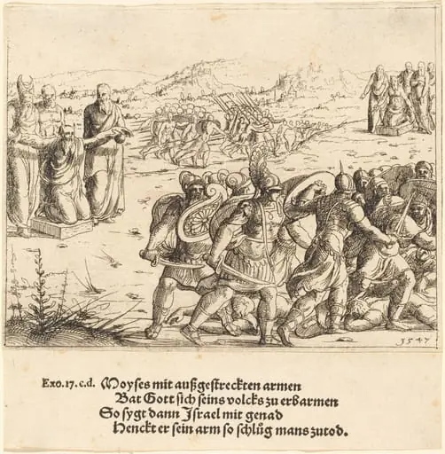 Moses with Outstretched Arms, by Augustin Hirschvogel