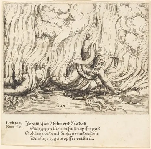 Nadab and Abihu, by Augustin Hirschvogel