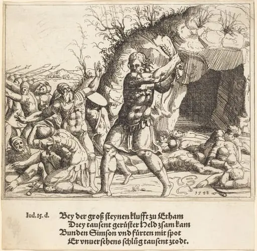 Samson Slays the Philistines, by Augustin Hirschvogel