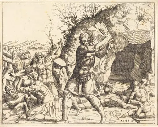 Samson Slays the Philistines, by Augustin Hirschvogel
