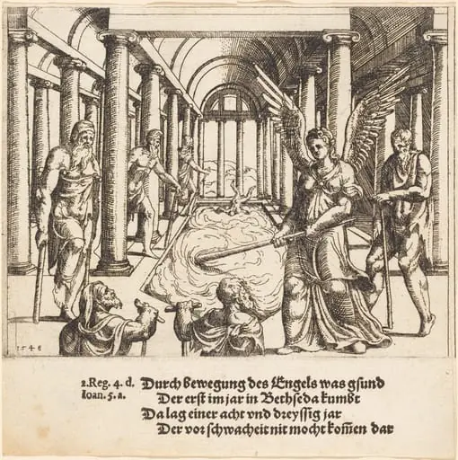 The Angel Agitating the Pool of Bethesda, by Augustin Hirschvogel