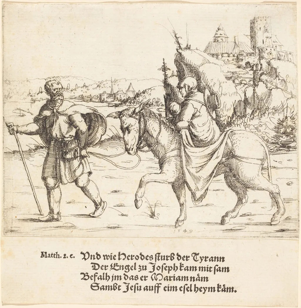 The Holy Family Returns from Egypt, by Augustin Hirschvogel, ink, 1549