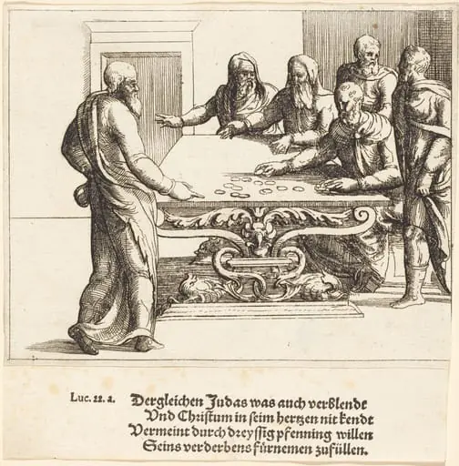 The Payment of Judas, by Augustin Hirschvogel