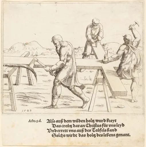 The Preparation of the Cross, by Augustin Hirschvogel