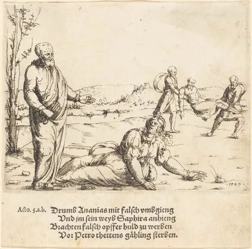 The Punishment of Ananias and Sapphira, by Augustin Hirschvogel